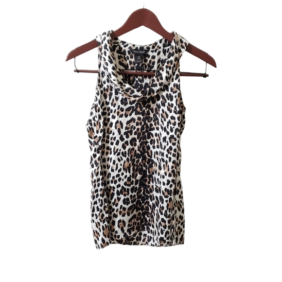 White House Black Market Tops - WHBM 100% Silk Leopard Print Sleeveless Blouse Sz XS Animal Print Mobwife